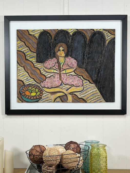 "Seated Woman" by Illinois Folk Artist George Colin (American, 1929-2014)